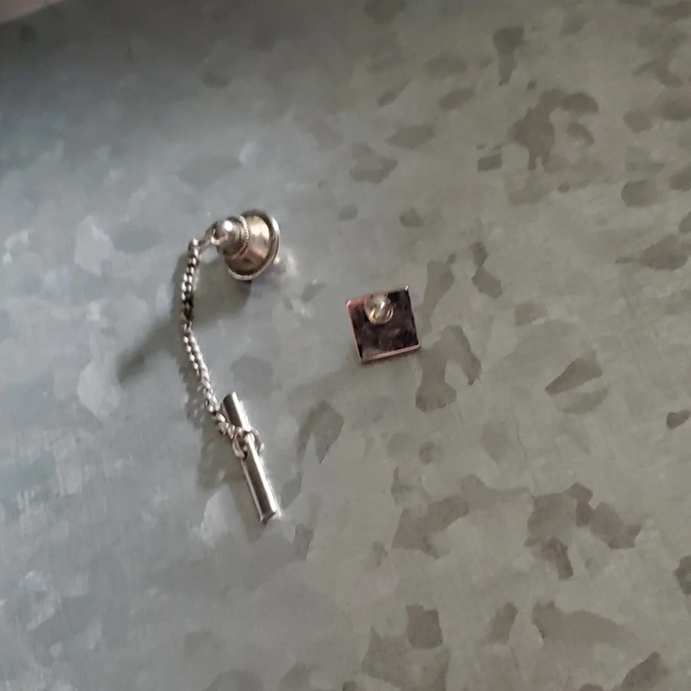 Vintage Silver Tie Tack with a Light Blue Stone